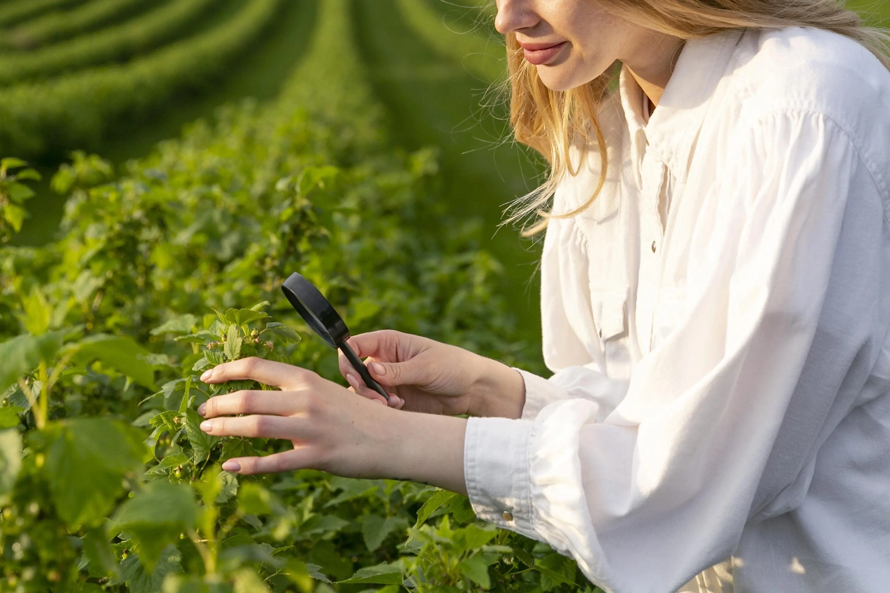 Woman working on farm
